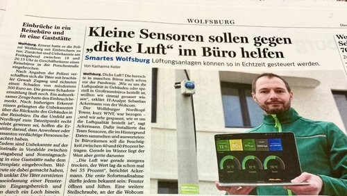 Zeitungsansicht Bericht über smartes Luftmonitoring